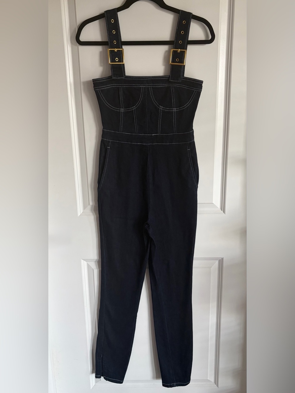 WeWoreWhat Blue Denim Jumpsuit with Adjustable Straps